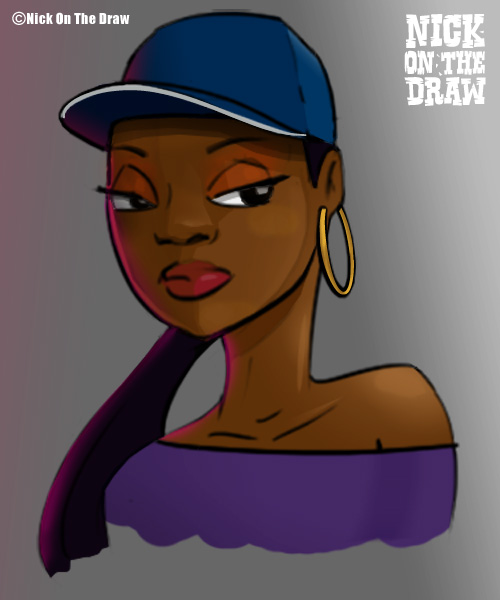 African American woman with a pony tail and baseball cap