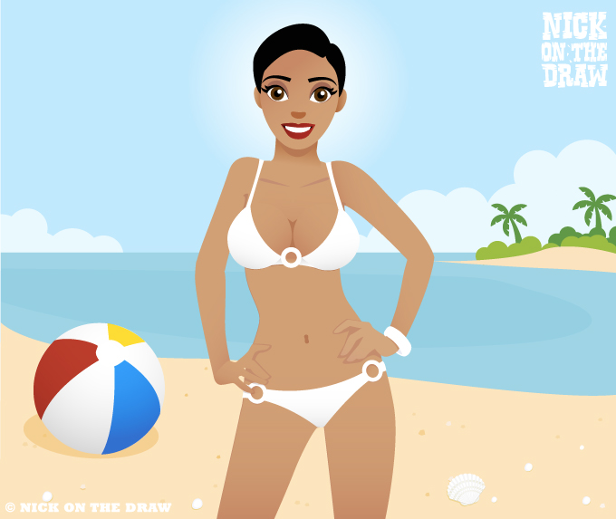 Bikini girl standing on the beach