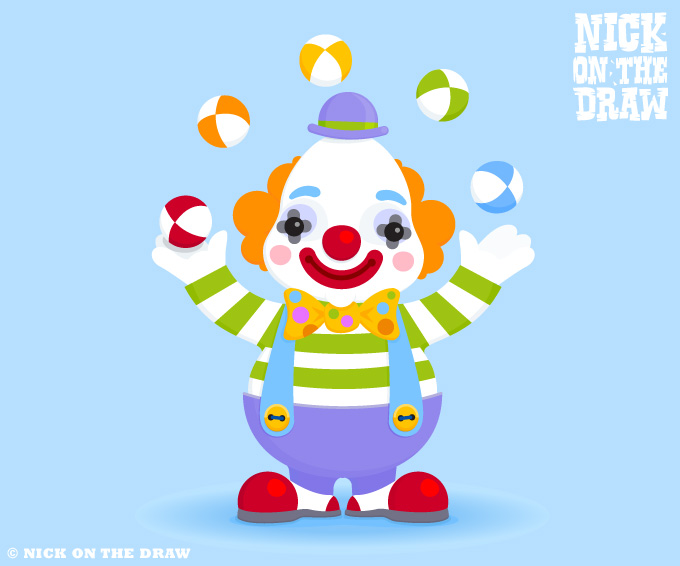 clown juggling balls illustration