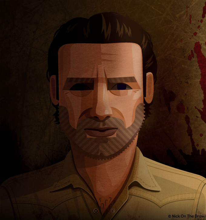 Rick Grimes, The Walking Dead Nick On The Draw Digital Illustration